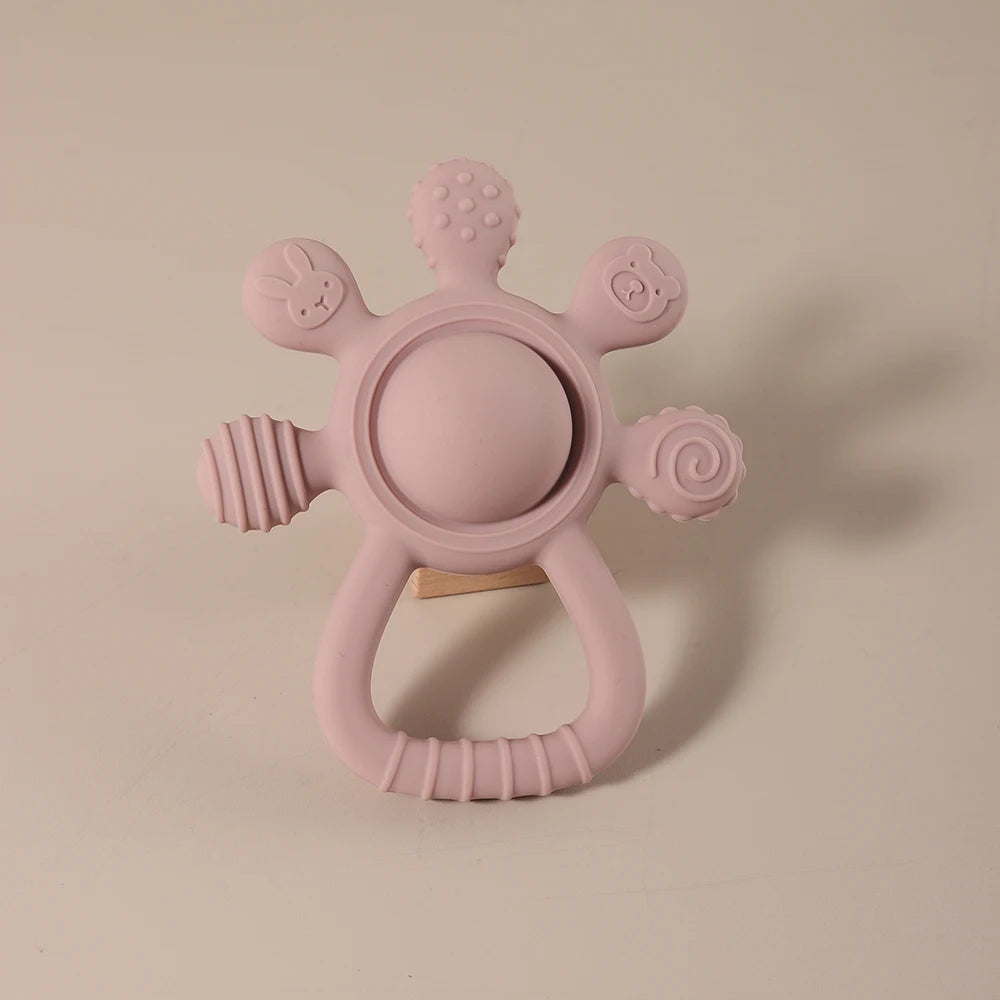 Teething Silicone Palm Rattle Teether bunny