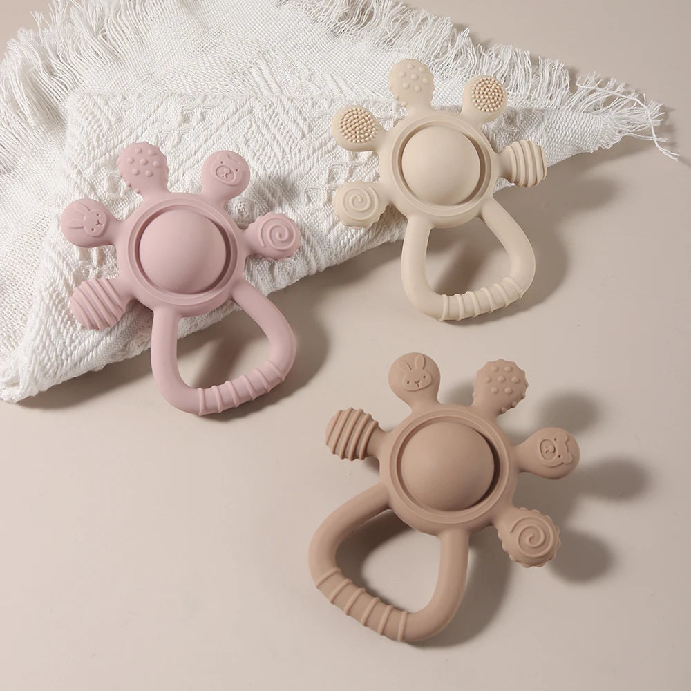Teething Silicone Palm Rattle Teether bunny